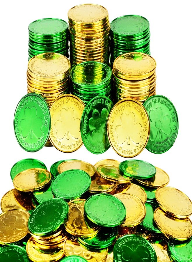 Qumenan 168 PCS St Patricks Day Coins Plastic Gold and Green St Patrick's Day Coins Decorations Party Lucky Patrick Shamrock Leprechaun Clover Favors for Irish Supplies - Image 1